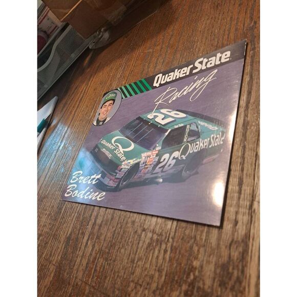VTG 1990 Brett Bodine Quaker State Racing Driver Card NASCAR King Racing Buick - Picture 2 of 6